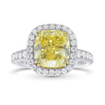 Extraordinary Fancy Yellow Cushion Diamond Halo Ring