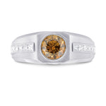 Brilliant Cut Champagne Diamond and Gold Man's Ring