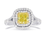 Fancy Intense Yellow Radiant Diamond Double Halo Ring