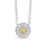 Fancy Intense Yellow & Round Pave Diamond Pendant