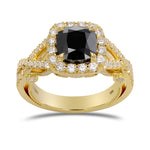 Fancy Black Cushion Halo Diamond Ring
