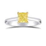 Fancy Light Yellow Cushion Classic Diamond Solitaire Ring