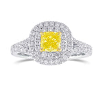 Fancy Intense Yellow Cushion Halo Diamond Ring