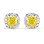 Fancy Intense Yellow Cushion Diamond Halo Earrings