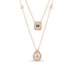 White Pear and Emerald Shape Diamonds By The Yard Double Chain Necklace