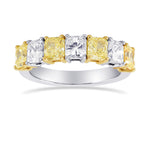 Fancy Yellow & Colorless Radiant Diamond Band Ring