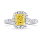 Fancy Yellow Cushion Diamond Halo Ring
