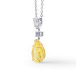Fancy Vivid Yellow Pear Shape Three Stone Diamond Pendant