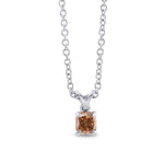 Fancy Brownish Orange Pink Cushion Diamond Solitaire Pendant