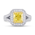 Fancy Intense Yellow Radiant Diamond Halo Ring