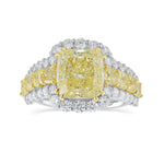 Light Yellow Radiant Diamond Side Stones Ring