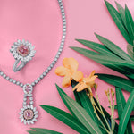 Fancy Intense Pink Asscher & Pear Diamond Drop Pendant