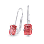 Pink Emerald Tourmaline Four Prong Leaver Back Earrings