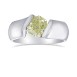 Fancy Light Yellow Green Radiant Diamond Tension Solitaire Ring