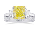 Fancy Yellow Cushion & Trapezoid Diamond Engagement and Wedding Ring Set