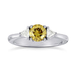 Fancy Brownish Yellow Brilliant Shape Diamond 3 Stone Ring