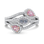 Extraordinary Mix Color and Mix Shape Diamond 3 stone Ring