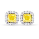 Fancy Intense Yellow Cushion Halo Earrings