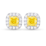Fancy Intense Yellow Cushion Halo Earrings
