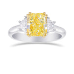 Fancy Light Yellow Radiant 3 Stones Diamond Ring