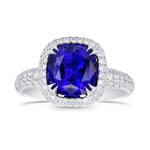 Royal Blue Cushion Sapphire and Diamond Extraordinary Ring