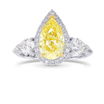 Fancy Light Yellow Pear 3 Stone Diamond Ring