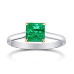 Green Colombian Emerald Solitaire Ring