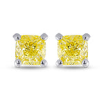 Fancy Yellow Cushion Stud Earrings