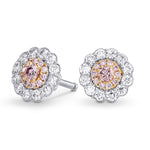 Fancy Pink & White Diamond Pave Flower Earrings