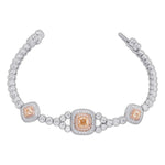 Fancy Pink Brown Cushion Diamond Halo Bracelet