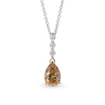 Fancy Brown Yellow Pear Diamond Drop Pendant