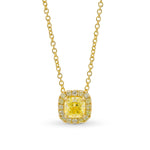Fancy Light Yellow Cushion Diamond Halo Pendant