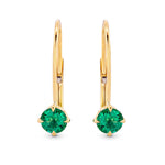 Round Green Emerald Drop Earrings
