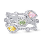 Mix Color Diamond Halo Strand Ring
