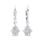 Round Pave Diamond Floral Earrings