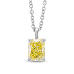 Fancy Yellow Radiant Diamond Solitaire Pendant