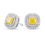 Fancy Vivid Yellow Cushion Double Halo Earrings