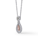 Fancy Light Green Radiant and Fancy Light Pink Pear Diamond Drop Halo Pendant