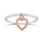 Fancy Pink Pave Dangling Heart Diamond Ring