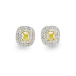 Fancy Intense Yellow Cushion Diamond Halo Earrings