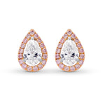 Pear shape Collection and Fancy Pink Halo Diamond Stud Earrings