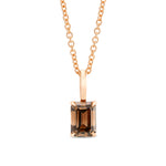 Fancy Dark Orangy Brown Emerald Diamond Solitaire Pendant