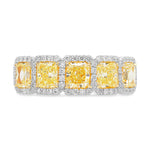 Fancy Light Yellow Radiant Diamond 5 Stone Band Ring