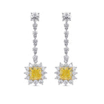Fancy Yellow Cushion Couture Halo Drop Earrings
