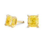 Fancy Intense Yellow Cushion Stud Diamond Earrings