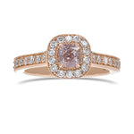 Very Light Pink Cushion Diamond Milgrain Halo Ring