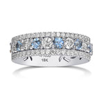 Aquamarine & Diamond Half Eternity Band Ring