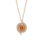 Fancy Brown Yellow Oval Cross-over Pave Diamond Pendant