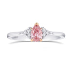 Fancy Intense Pink Pear Accented Diamond Ring