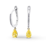 Fancy Vivid Yellow Pear Diamond Drop Earrings